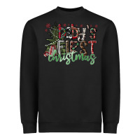 Black Baby's First Christmas Heavyweight Sweatshirt - CowhideDigitalArt