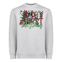 Heather Grey Baby's First Christmas Heavyweight Sweatshirt - CowhideDigitalArt