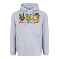 Heather Grey peace love fall Heavyweight Hoodie - BarkalooDesign