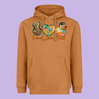 Peace Love Fall Heavyweight Hoodie Designed By Barkaloodesign