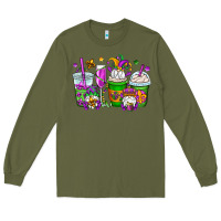 Army Green mardi gras gnomes coffee cups Long Sleeve Tee - OliviaCreatesArt