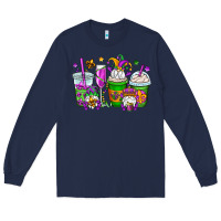 Navy mardi gras gnomes coffee cups Long Sleeve Tee - OliviaCreatesArt