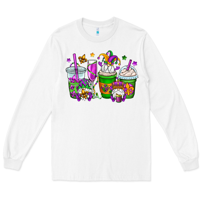 Mardi Gras Gnomes Coffee Cups Long Sleeve Tee by OliviaCreatesArt | Teevron