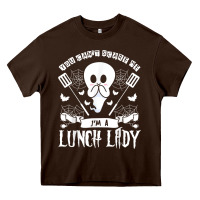 Chocolate Brown lunch lady halloween ghost cafeteria worker all hallows' eve t shirt Heavy Core Tee - trangStudio
