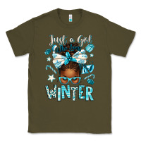 Army Green just a girl who loves winter afro messy bun Classic Tee - texasbilliewilder