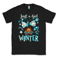 Black just a girl who loves winter afro messy bun Classic Tee - texasbilliewilder
