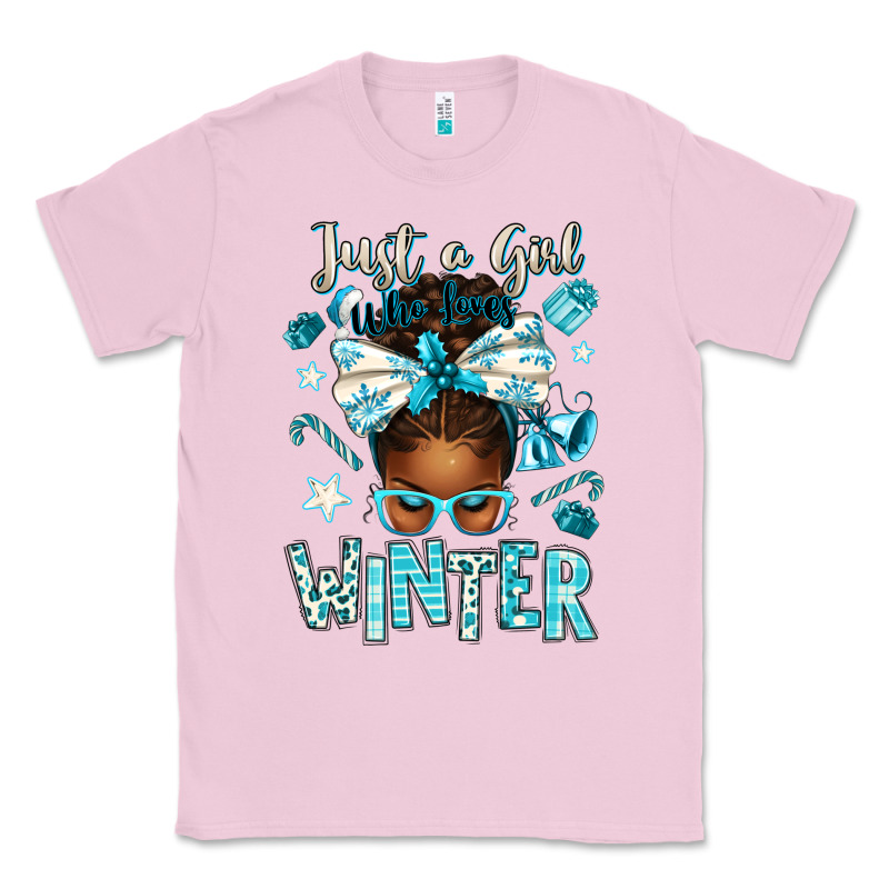 Just A Girl Who Loves Winter Afro Messy Bun Classic Tee by texasbilliewilder | Teevron