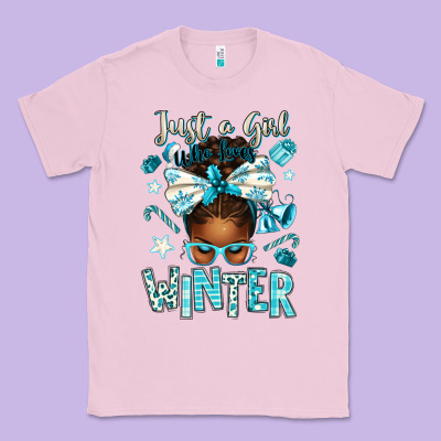 Just A Girl Who Loves Winter Afro Messy Bun Classic Tee Designed By Texasbilliewilder
