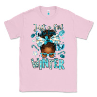 Bubblegum Pink just a girl who loves winter afro messy bun Classic Tee - texasbilliewilder