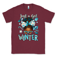Burgundy just a girl who loves winter afro messy bun Classic Tee - texasbilliewilder