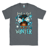 Charcoal Heather just a girl who loves winter afro messy bun Classic Tee - texasbilliewilder