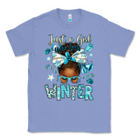 Colony Blue just a girl who loves winter afro messy bun Classic Tee - texasbilliewilder