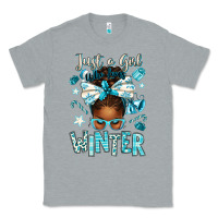 Heather Grey just a girl who loves winter afro messy bun Classic Tee - texasbilliewilder
