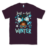 Plum just a girl who loves winter afro messy bun Classic Tee - texasbilliewilder