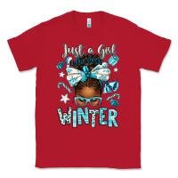 Red just a girl who loves winter afro messy bun Classic Tee - texasbilliewilder