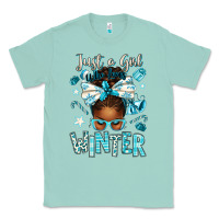 Seafoam just a girl who loves winter afro messy bun Classic Tee - texasbilliewilder