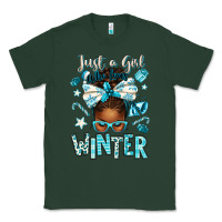 Sports Green just a girl who loves winter afro messy bun Classic Tee - texasbilliewilder
