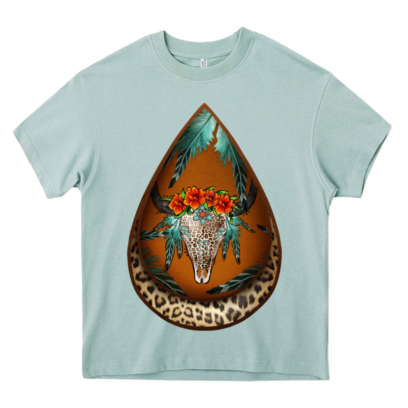 Leopard Bullskull Teardrop Earrings Heavy Core Tee by Jasminsmagicworld | Teevron