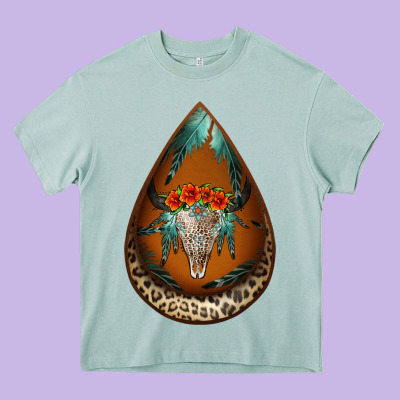 Leopard Bullskull Teardrop Earrings Heavy Core Tee Designed By Jasminsmagicworld
