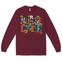Burgundy nurse life Long Sleeve Tee - OliviaCreatesArt