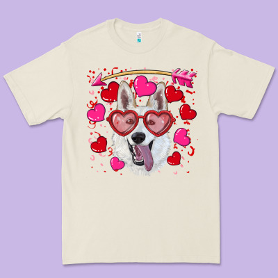 Valentine's Day  White Shepherd Premium Tee Designed By Ranaportraitstore