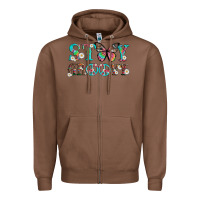 Chestnut stay groovy with butterfly peace sign and flowers Zipper Hoodie - Artiststas