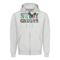 Dove Grey stay groovy with butterfly peace sign and flowers Zipper Hoodie - Artiststas