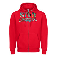 Red stay groovy with butterfly peace sign and flowers Zipper Hoodie - Artiststas