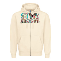Sandshell stay groovy with butterfly peace sign and flowers Zipper Hoodie - Artiststas