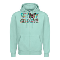 Seafoam stay groovy with butterfly peace sign and flowers Zipper Hoodie - Artiststas