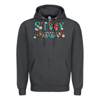 Smoke stay groovy with butterfly peace sign and flowers Zipper Hoodie - Artiststas