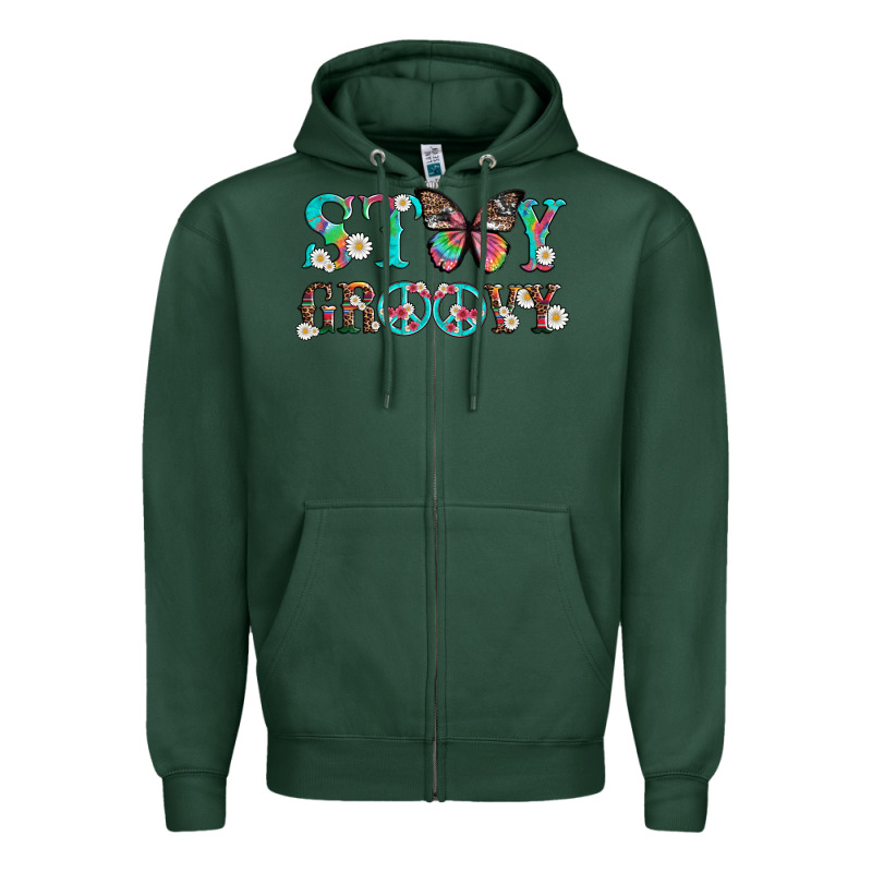 Stay Groovy With Butterfly Peace Sign And Flowers Zipper Hoodie by Artiststas | Teevron