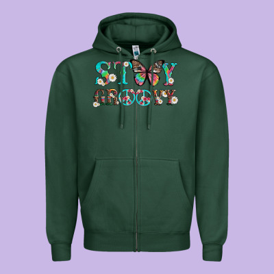 Stay Groovy With Butterfly Peace Sign And Flowers Zipper Hoodie Designed By Artiststas