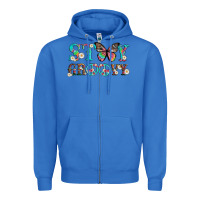 True Royal stay groovy with butterfly peace sign and flowers Zipper Hoodie - Artiststas