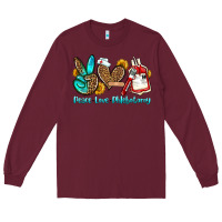 Burgundy peace love phlebotomy Long Sleeve Tee - OliviaCreatesArt