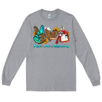 Heather Grey peace love phlebotomy Long Sleeve Tee - OliviaCreatesArt