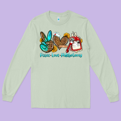 Peace Love Phlebotomy Long Sleeve Tee Designed By Oliviacreatesart