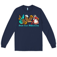Navy peace love phlebotomy Long Sleeve Tee - OliviaCreatesArt