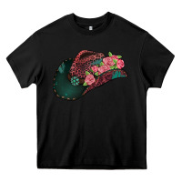 Black leopard flowers cowboy hat Heavy Core Tee - Jasminsmagicworld