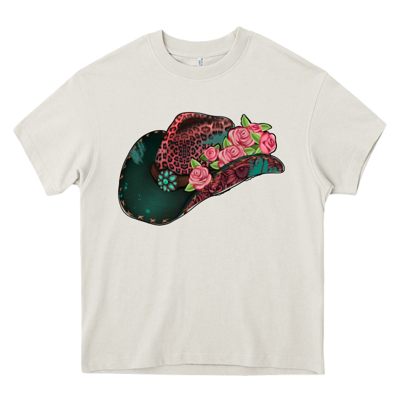 Leopard Flowers Cowboy Hat Heavy Core Tee by Jasminsmagicworld | Teevron