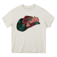 Cream leopard flowers cowboy hat Heavy Core Tee - Jasminsmagicworld