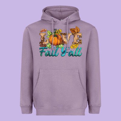 Love Fall Y'all Heavyweight Hoodie Designed By Barkaloodesign