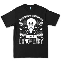Black lunch lady halloween ghost cafeteria worker all hallows' eve t shirt Premium Tee - trangStudio
