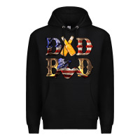 Black American Flag Dad Bod Premium Hoodie - LillyAllenDesigns