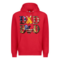 Red American Flag Dad Bod Premium Hoodie - LillyAllenDesigns