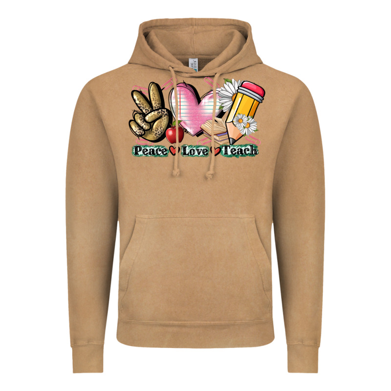 Peace Love Teach Vintage Hoodie by CowGirlArtShop | Teevron