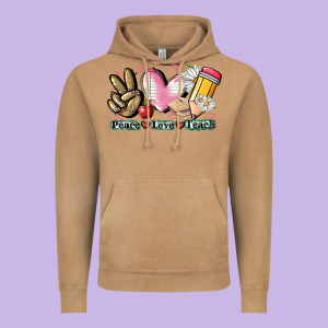 Peace Love Teach Vintage Hoodie Designed By Cowgirlartshop