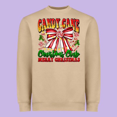 Candy Cane Christmas Club Heavyweight Sweatshirt Designed By Cowhidedigitalart