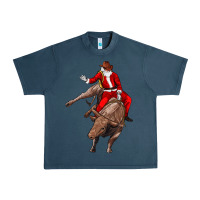 Midnight Navy santa riding a bull Urban Heavy Tee - CowGirlArtShop