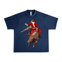 Navy santa riding a bull Urban Heavy Tee - CowGirlArtShop